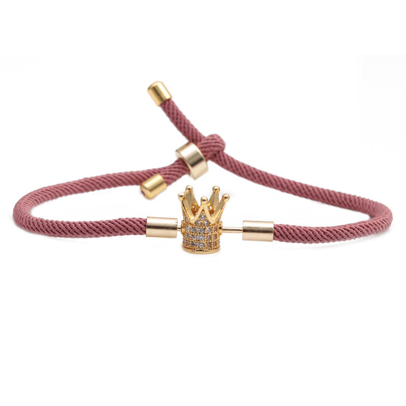 Women's Colorful Woven Red Milan Rope Adjustable Crown Bracelets