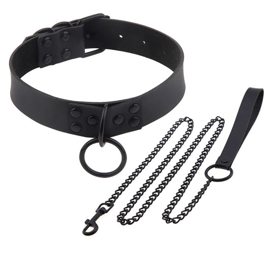 Style Leather Neckband Personality Fashion Black Nail O-shaped Necklaces