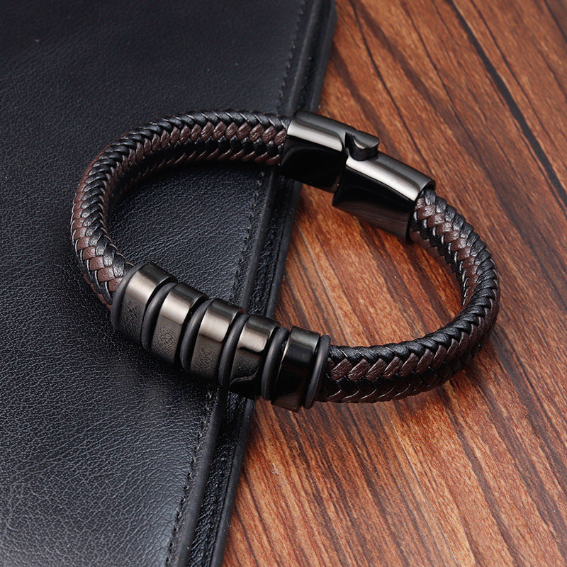 Men's Leather Hand-woven Chain Authentic Weave Vintage Stainless Bracelets