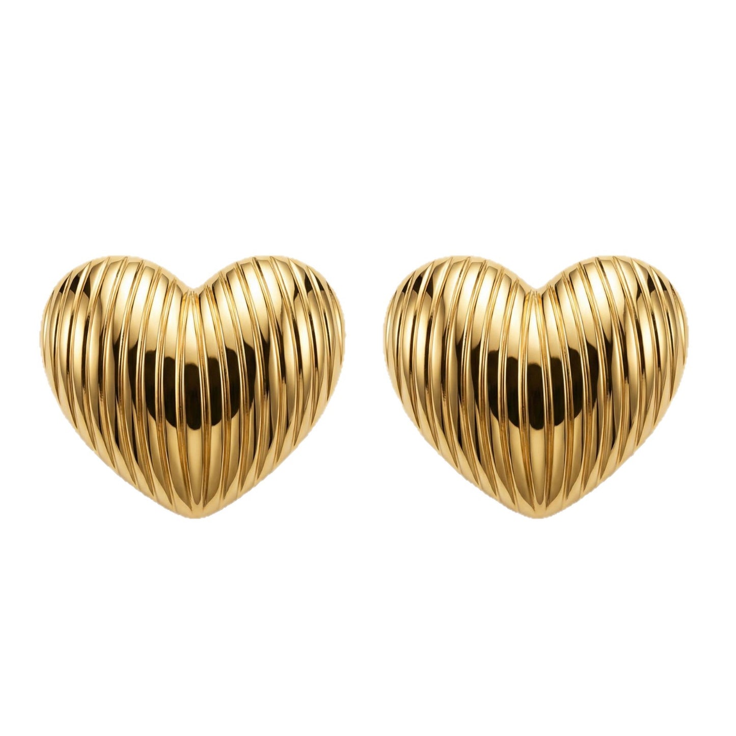 Style Heart-shaped Striped Line Design Casual Fashion Stud Earrings