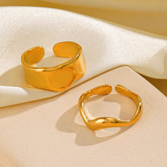 Open Simple Stylish Personality Real Gold Rings