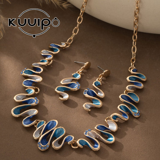 Women's Oil Dripping Design Painting Ripple Geometric Jewelry Set