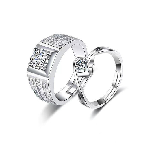 Women's & Men's Couple Pair Of Imitation Diamond Simple Rings