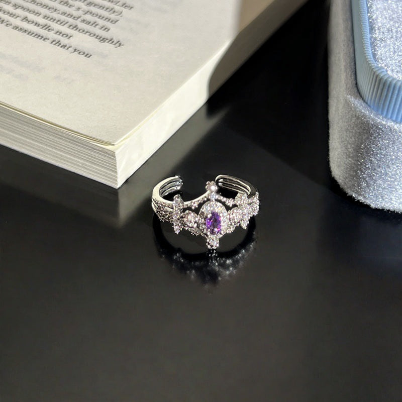 Layer Sparking Zirconium Snowflake Pearl Female Unique Cold Wind Rings