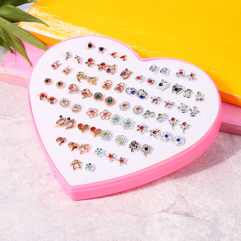 Women's Flower Love Heart Not Allergic To Stud Earrings
