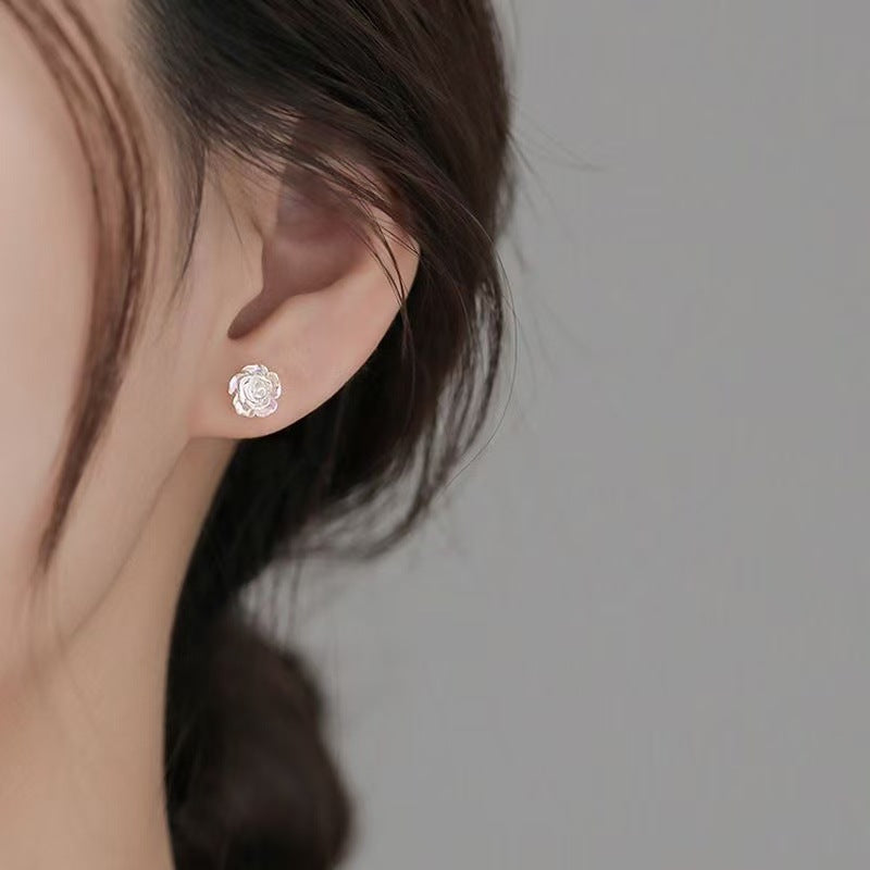 Rose Transparent Female Fairy Gentle Flower Version Simple Stud Earrings