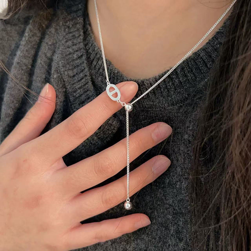 Sier Safety Lock Chinese Style White Necklace