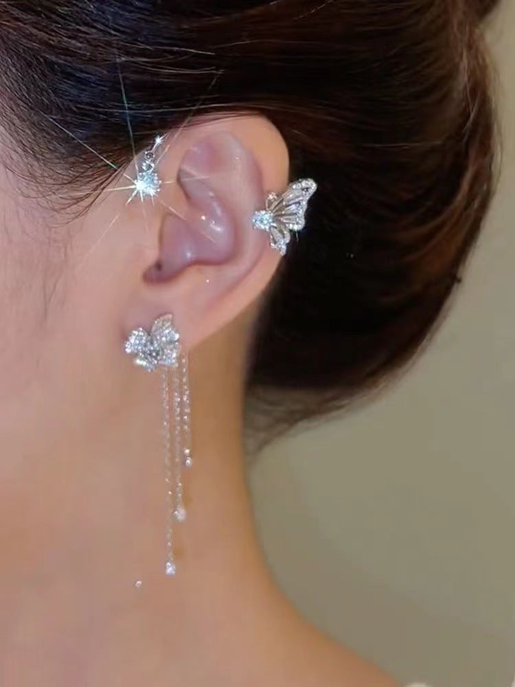 Niche Elf Butterfly Clip Light Luxury Earrings