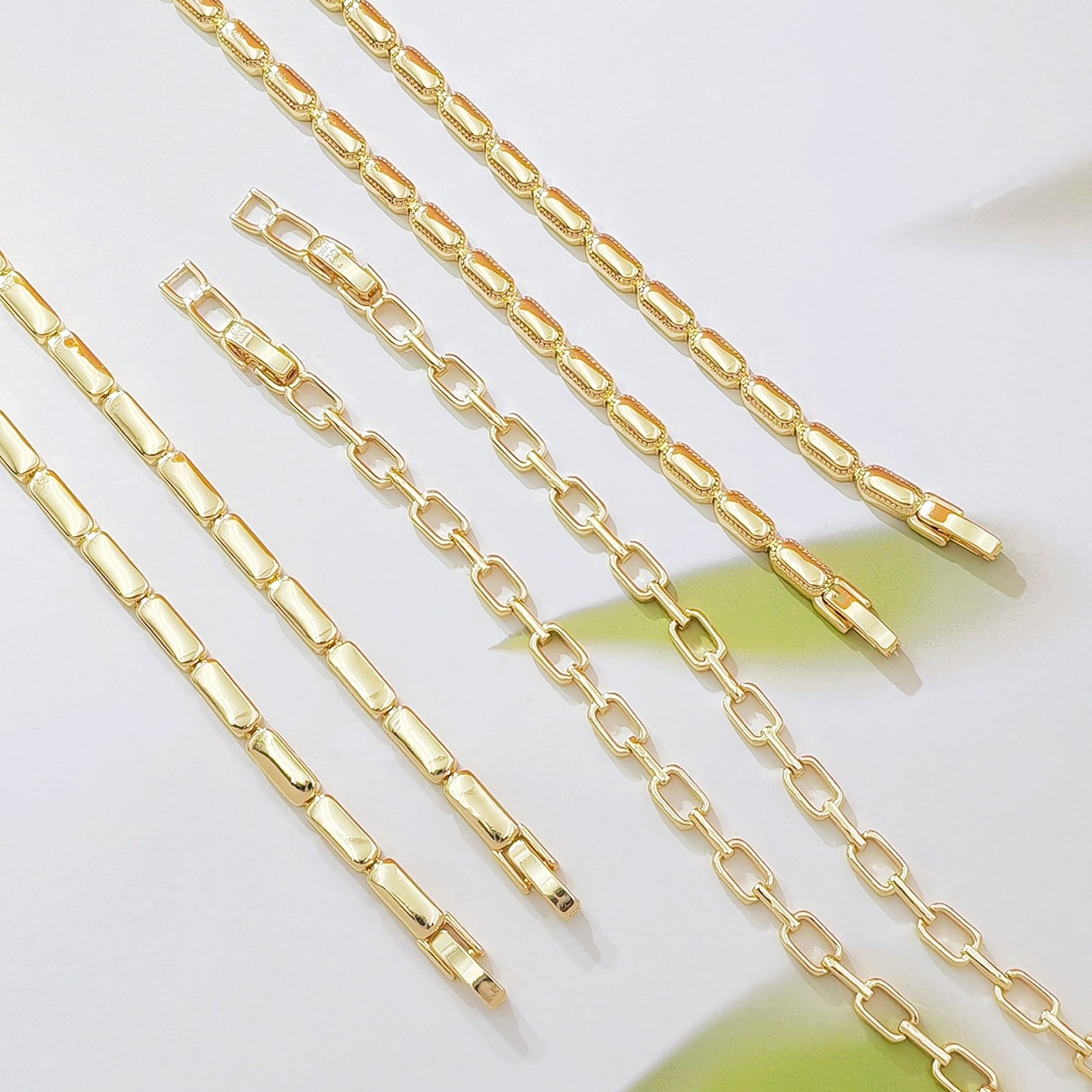 Gold Texture Rectangular Bamboo Glossy Stitching Bracelet