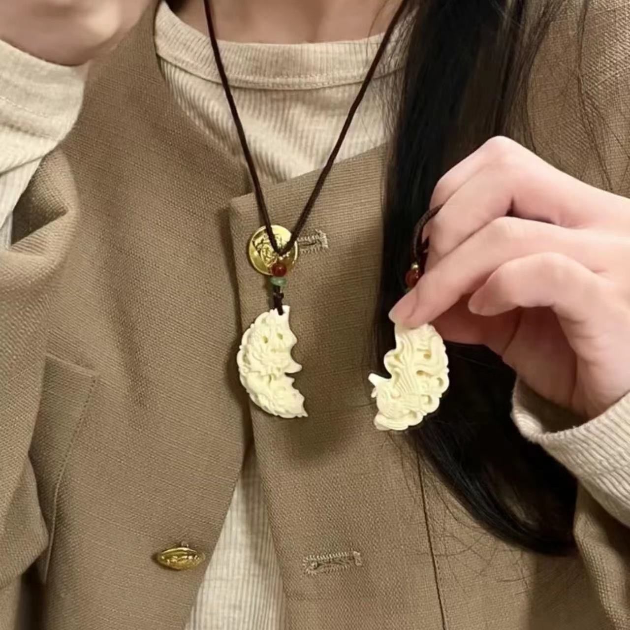 Dragon Phoenix Male Female Matching Style Free Necklace