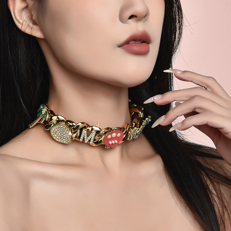 Women's & Men's Fashion Full Diamond Trendy Rap Hip Hop Versatile Collar