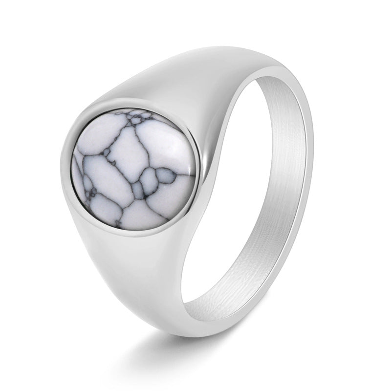 Men's Personalized Casting Fashion Blue Turquoise Gem Stainless Ring