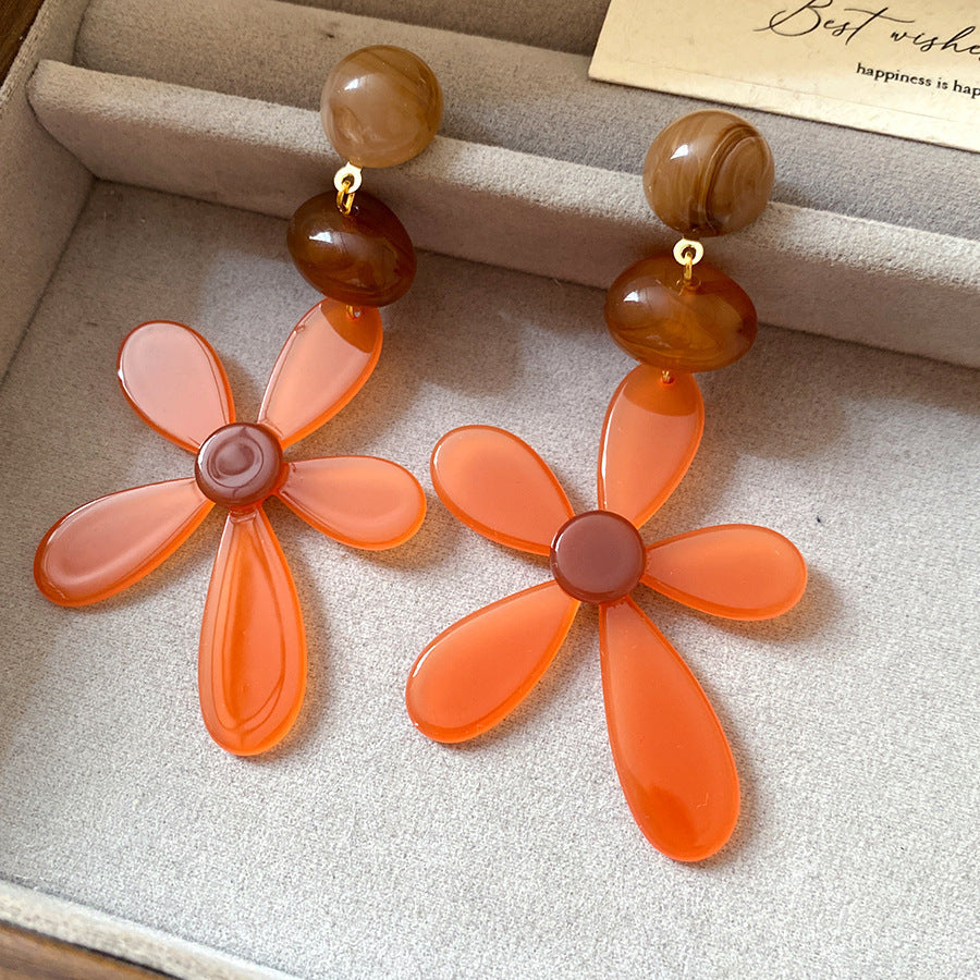 Women's Needle Geometric Irregular Resin Fashionable Retro Earrings