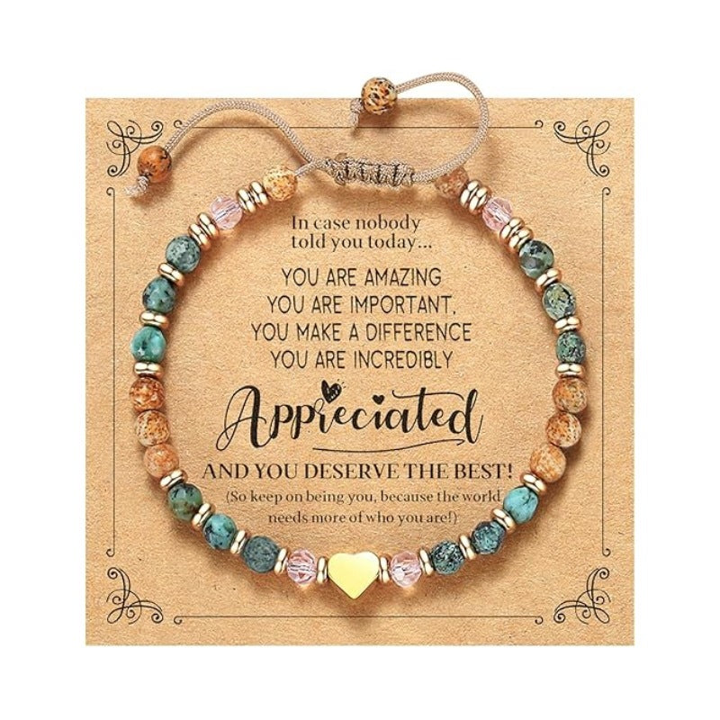 Women's Natural Stone Golden Cross Adjustable Band Bracelets