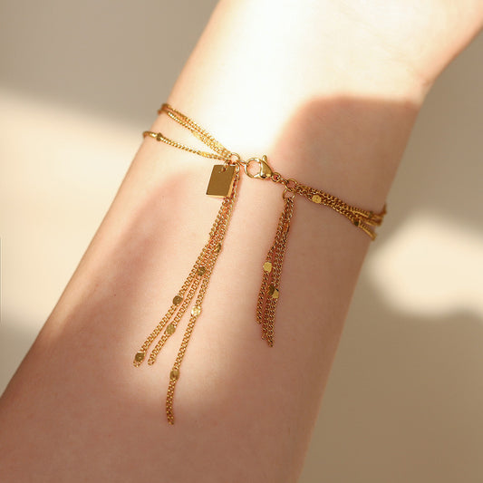 Women's Tassel Shiny Bag Gold Exquisite Daily Bracelet