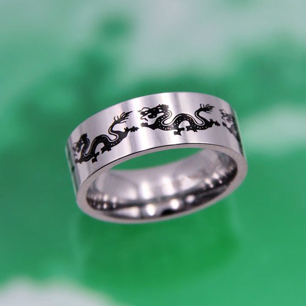 Titanium Steel Punk Rock Flame Cross Ring