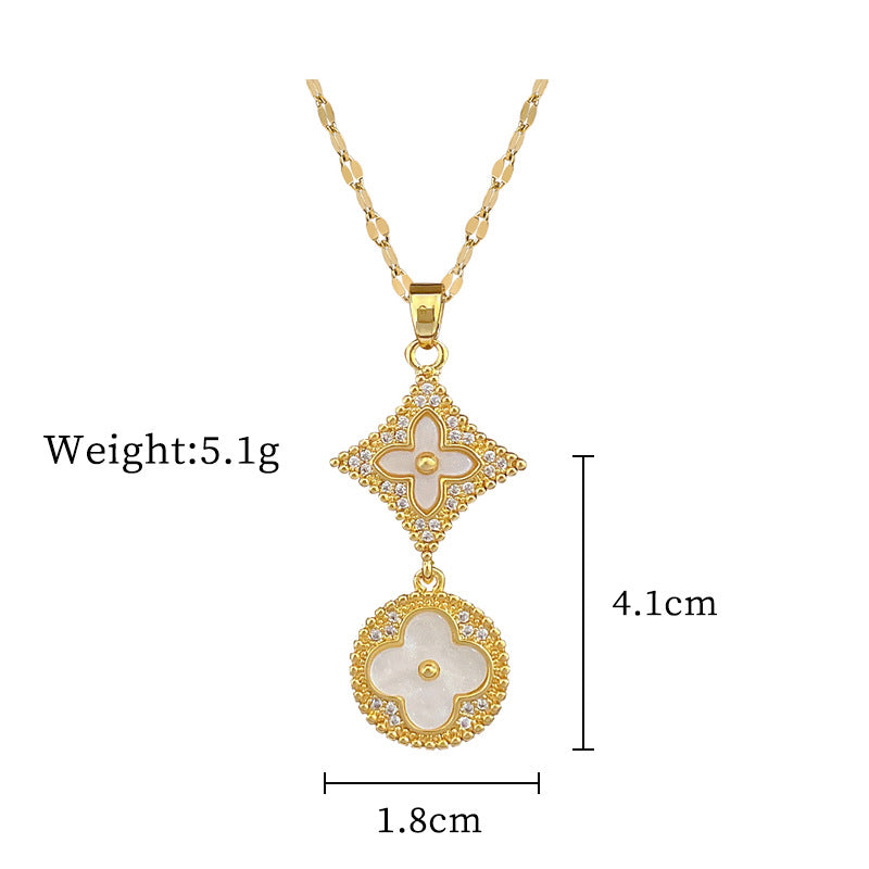 Steel Lucky Female Copper Micro Inlay Real Gold Plating Necklaces