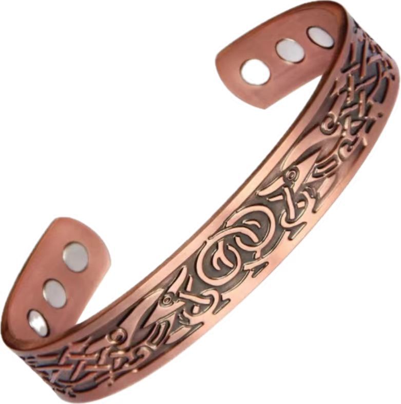 Jingling Retro Pure Copper Magnet Open-ended Bracelets