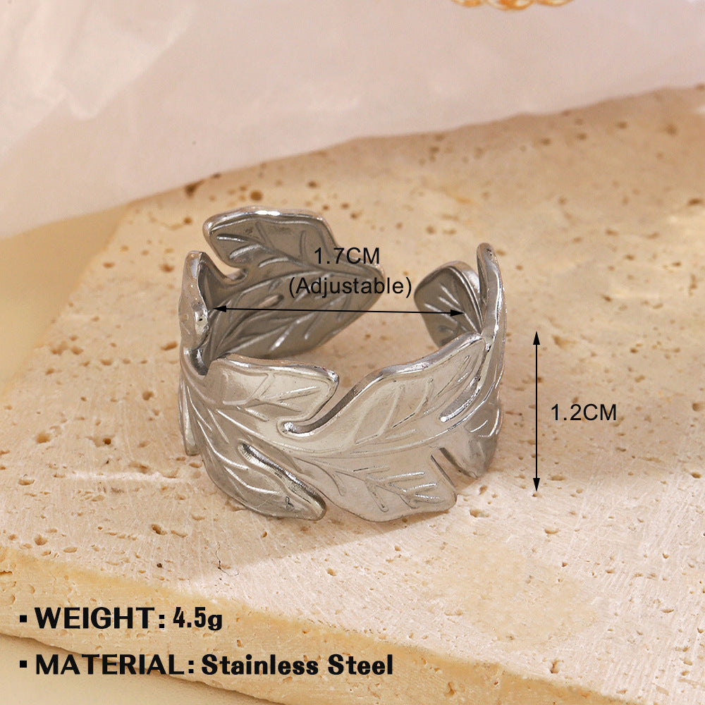 Women's Steel Leaves For Personalized Hip Hop Rings