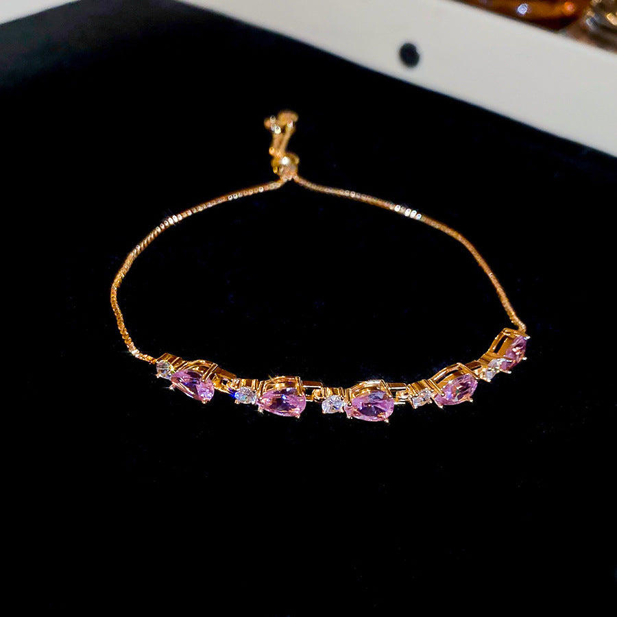Women's Korean Geometric Round Zircon Light Luxury High-grade Stylish Simple Bracelets