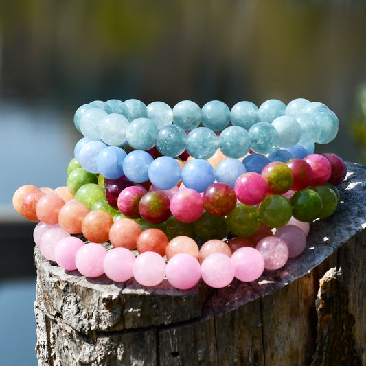 Women's & Men's Summer Colorful Beaded Aquamarine Crystal Niche Bracelets