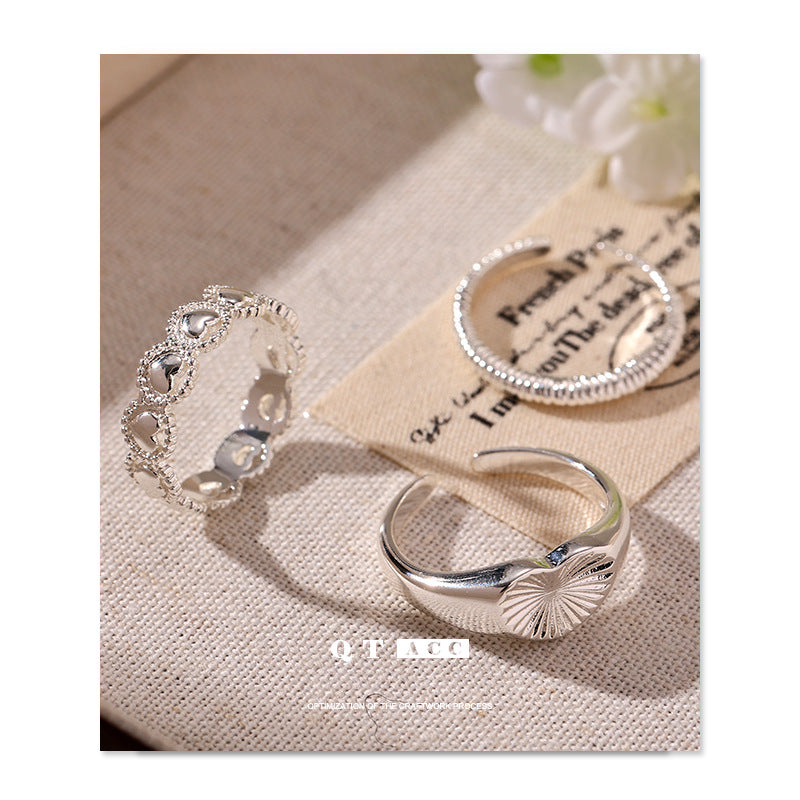 Commuter Design Slim Adjustable Opening Love Heart-shaped Ring