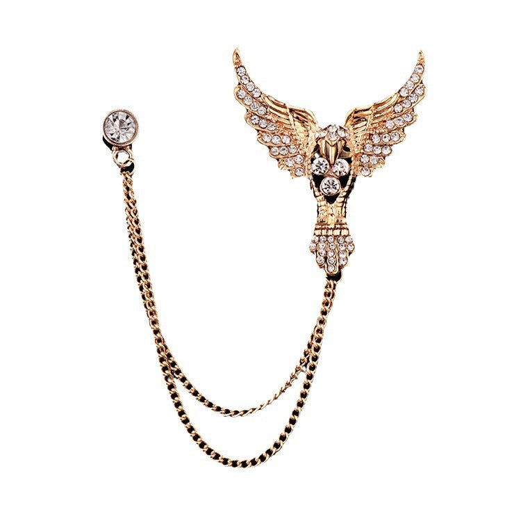 Men's Diamond Eagle Deer Head Domineering Brooch Bow Tie Brooches
