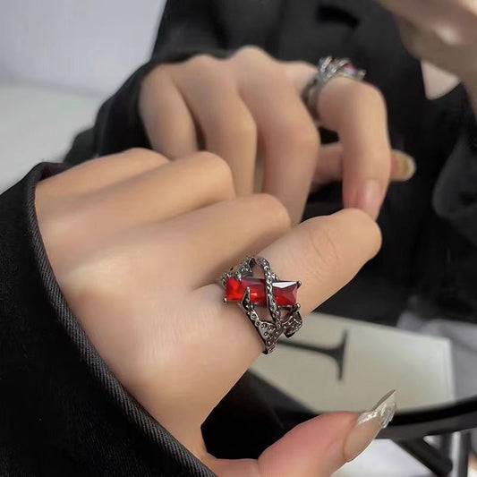 Liquid Thorn Open Ruby High-grade Index Finger Sweet Cool Rings