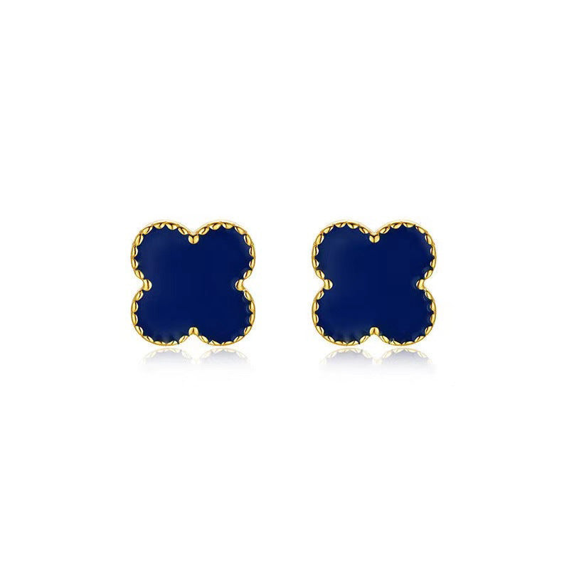 Women's & Men's Sterling Sier Simple Four Leaf Clover Ear Elegant Light Luxury Stud Earrings