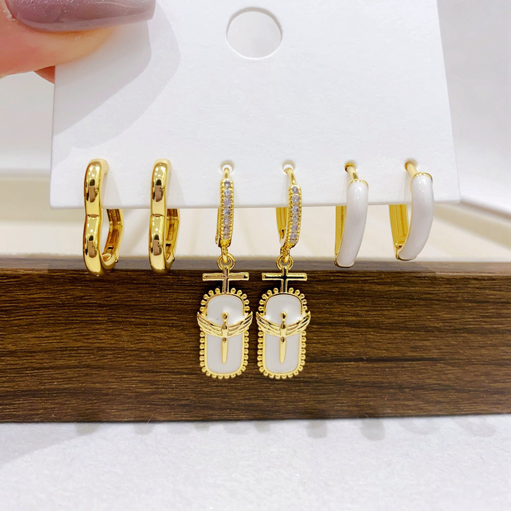 Ear Clip Three Pairs Copper Plated Real Earrings