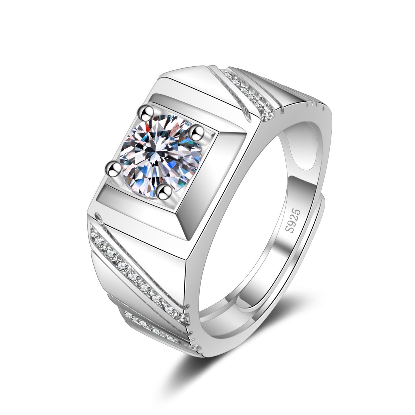 Men's Korean Style Elegant Accessories Full Diamond Fashion Open Rings