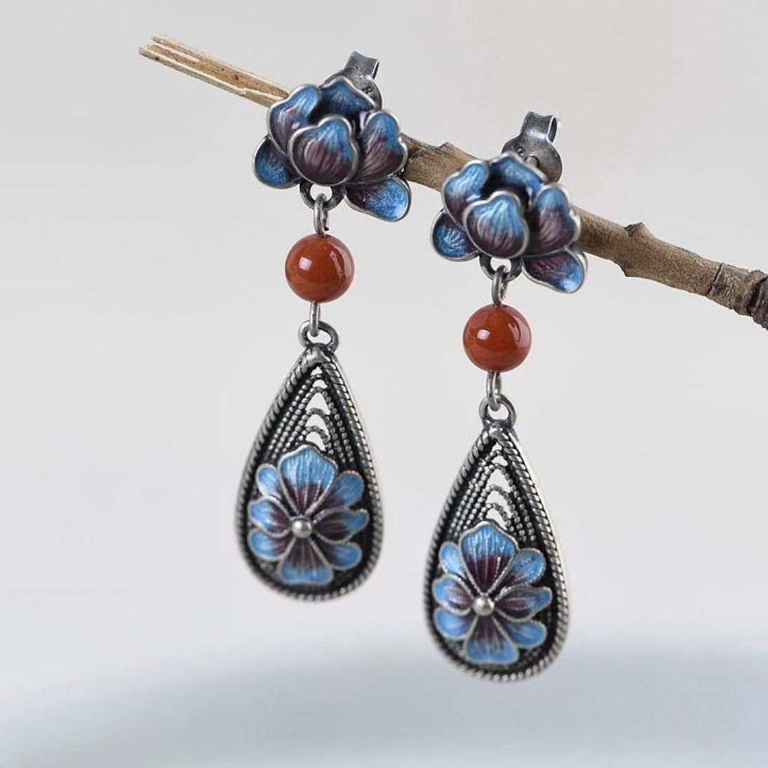 National Style Sweet Flower Entry Lux Elegant Tassel Ear Hook