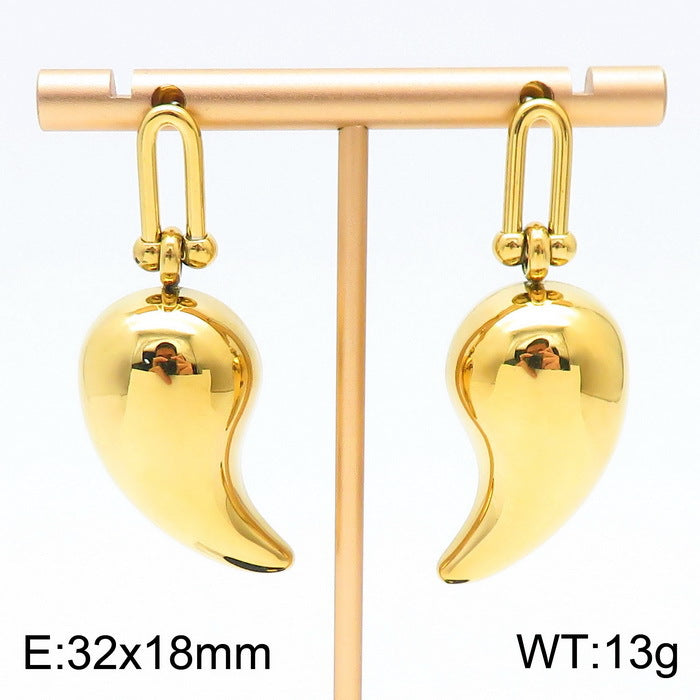 Design Chubby Water Drop Fashion Stainless Earrings