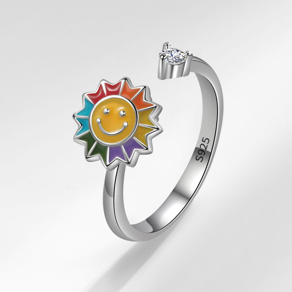 Fashion Special Interest Light Luxury Sunflower Spinning Personalized Ring