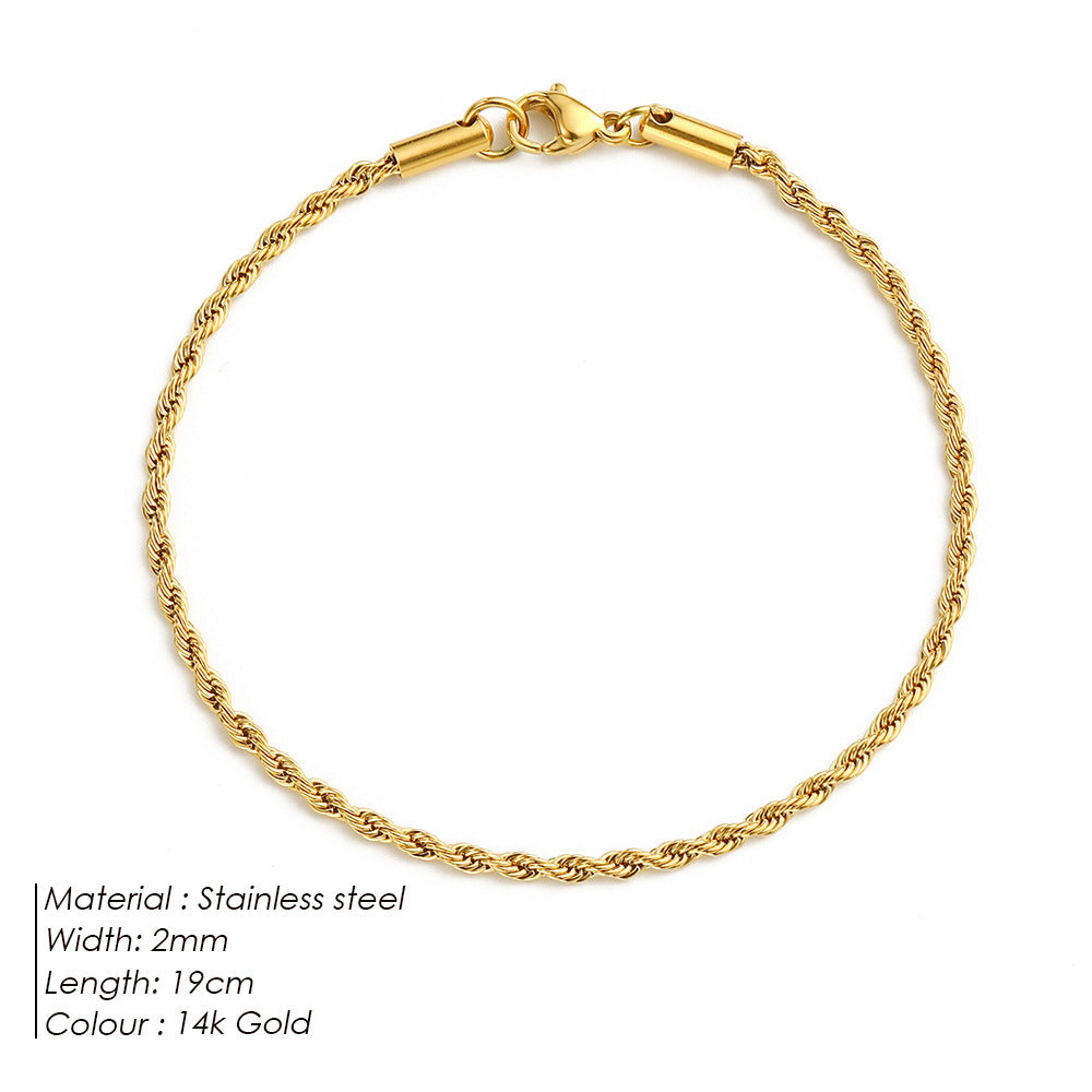 Women's American Simple Personalized Gold Twist Bracelets