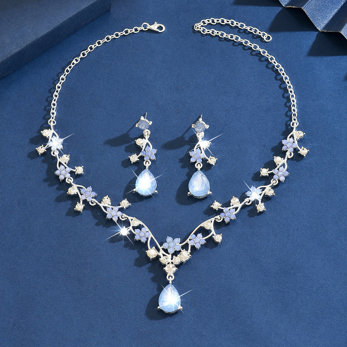 Luxury Bridal Flower Rhinestone High Sense Wedding Dress Evening Jewelry Set