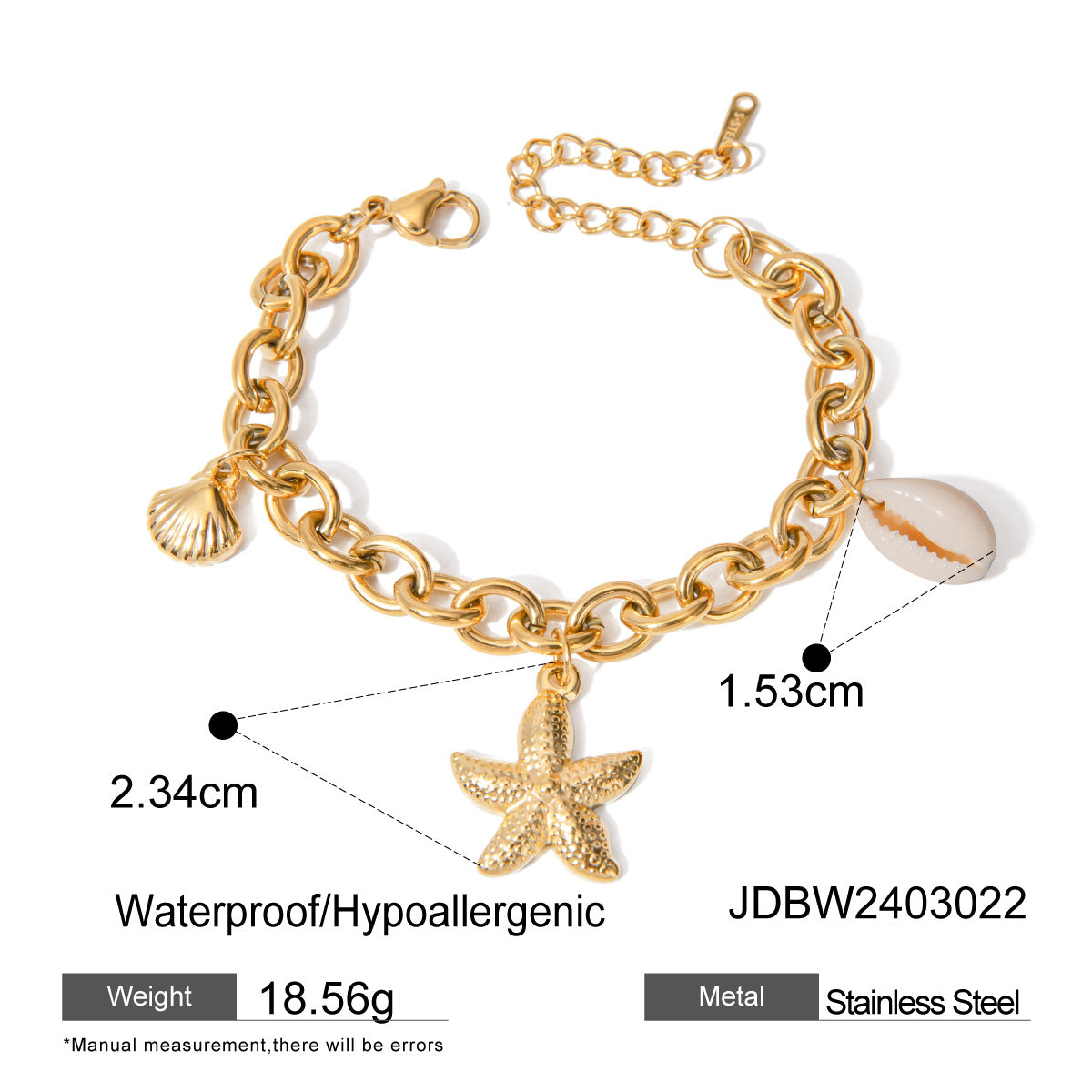 Women's Ding Zircon Starfish Stainless Steel High-grade Bracelets