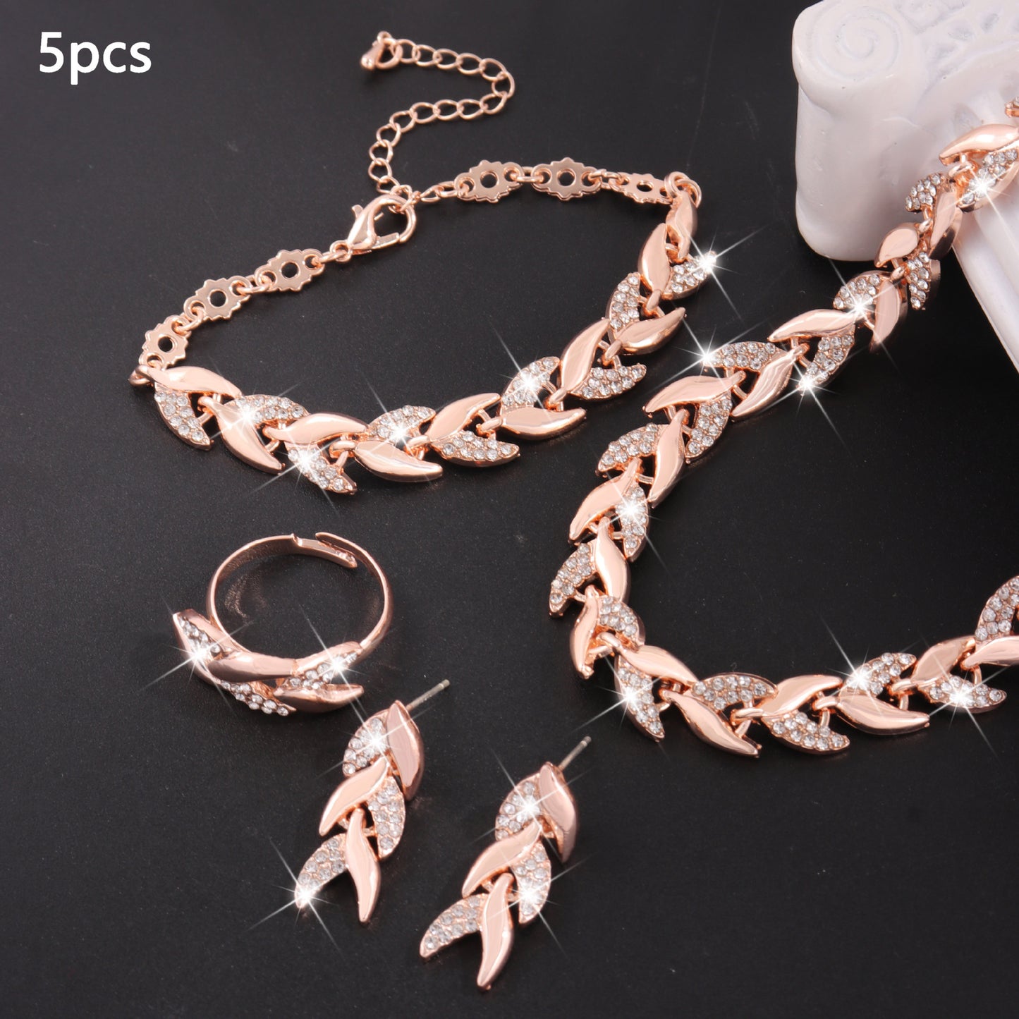 Affordable Luxury Willow Leaf Diamond Fishtail Jewelry Set