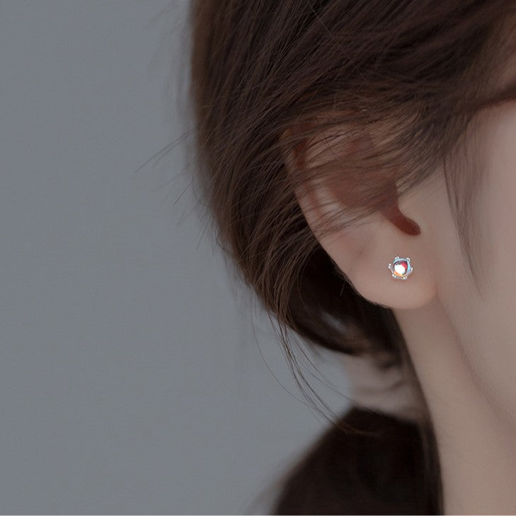 Sier Needle Screw Tightening Buckle Small Light Luxury Temperament Ear Earrings