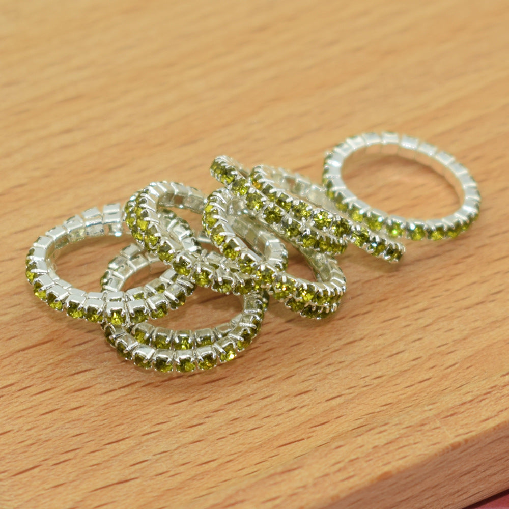 Korean Style Single Row Rhinestone Elastic Mixed Ring