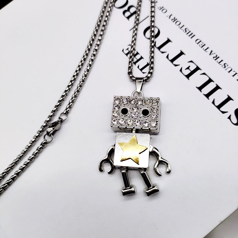 Women's Diamond Robot Stainless Steel High-grade Hip Hop Niche Sweater Necklace