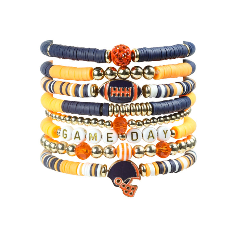Rugby Golden Balls Twin Crystal Love Letter Bracelet