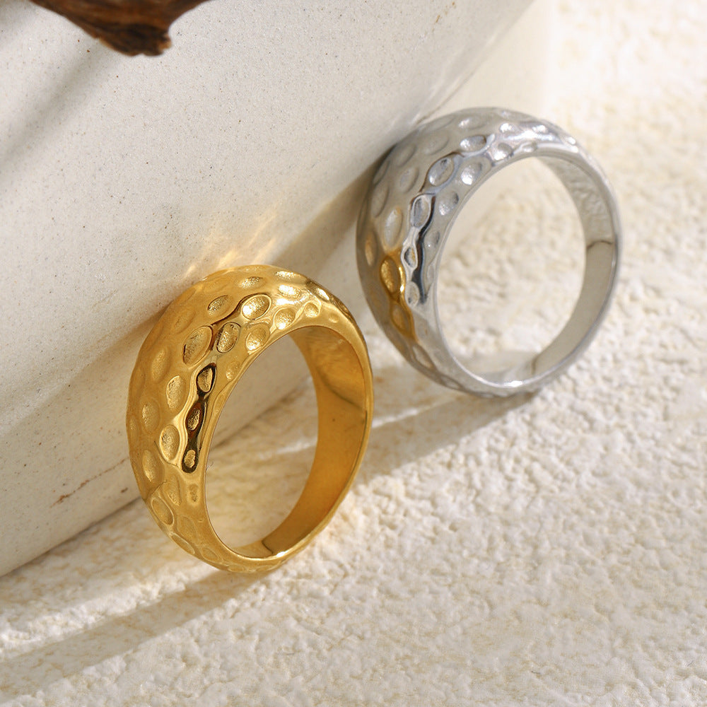 Women's Personality Stainless Steel Plated Beating Pattern Rings