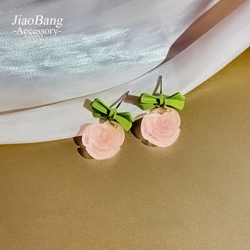 Inlaid Zircon Flower Elegant High-grade Pearl Earrings