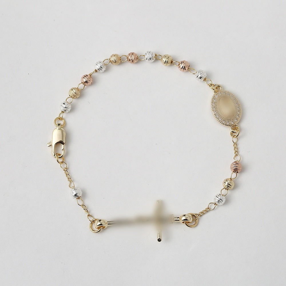 Women's Cross Bead Copper Color Light Luxury High-grade Bracelets