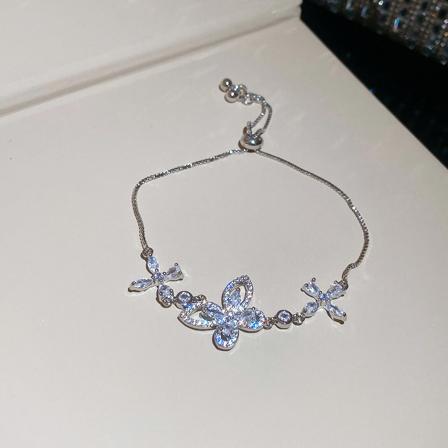 Women's Austrian Bright Gem Flower Light Luxury High-grade Court Style Fashion Bracelets