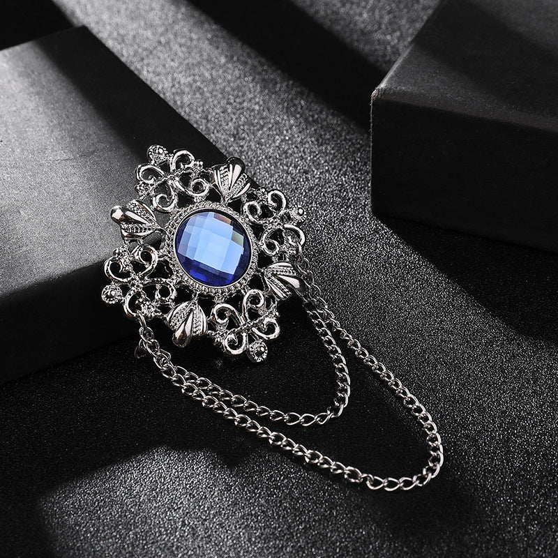 Men's Style Gem Brooch Pin Fashion Tassel Brooches