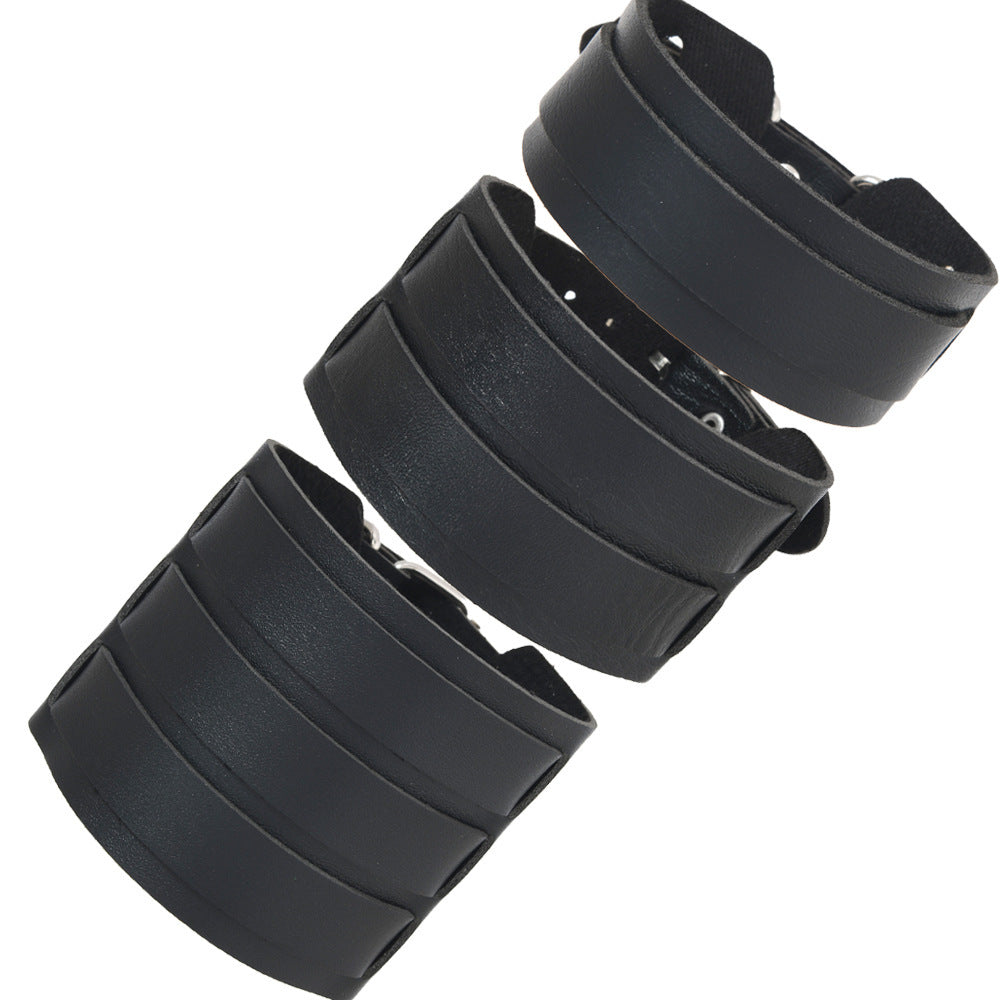 Men's Exaggerated Punk Leather Width Real Bracelet