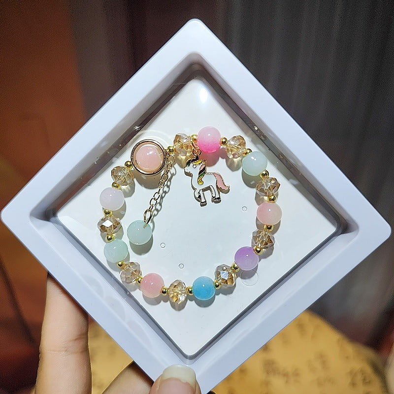 Cartoon Crystal Colored Glaze Flower Beaded Colorful Gift Box Bracelets