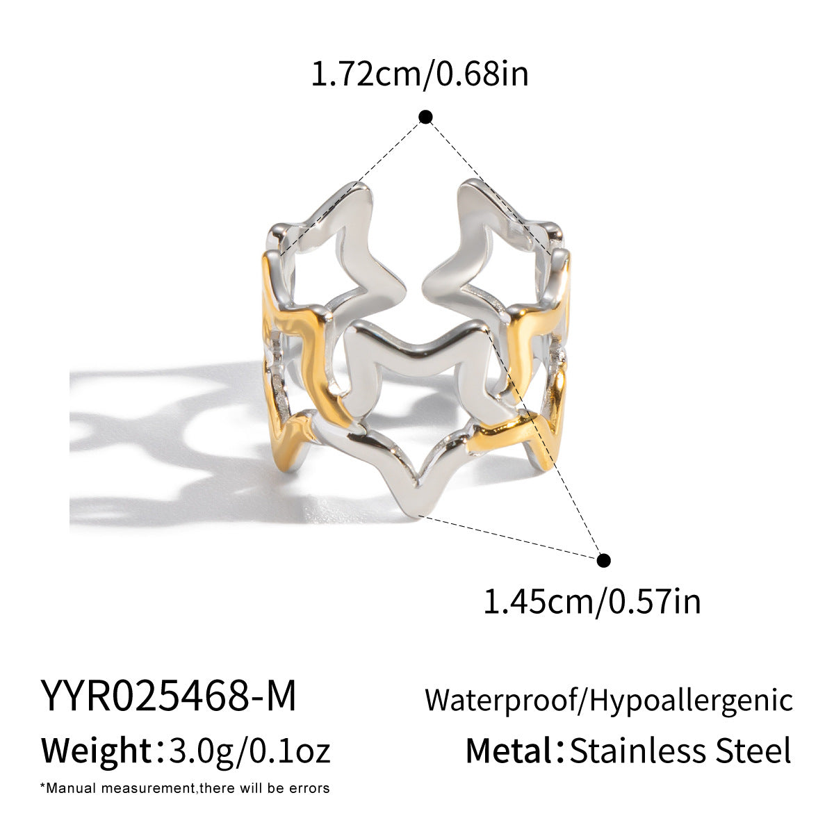 Ling Fashion Stainless Steel Hollow Opening Vacuum Vapor Plating Ring